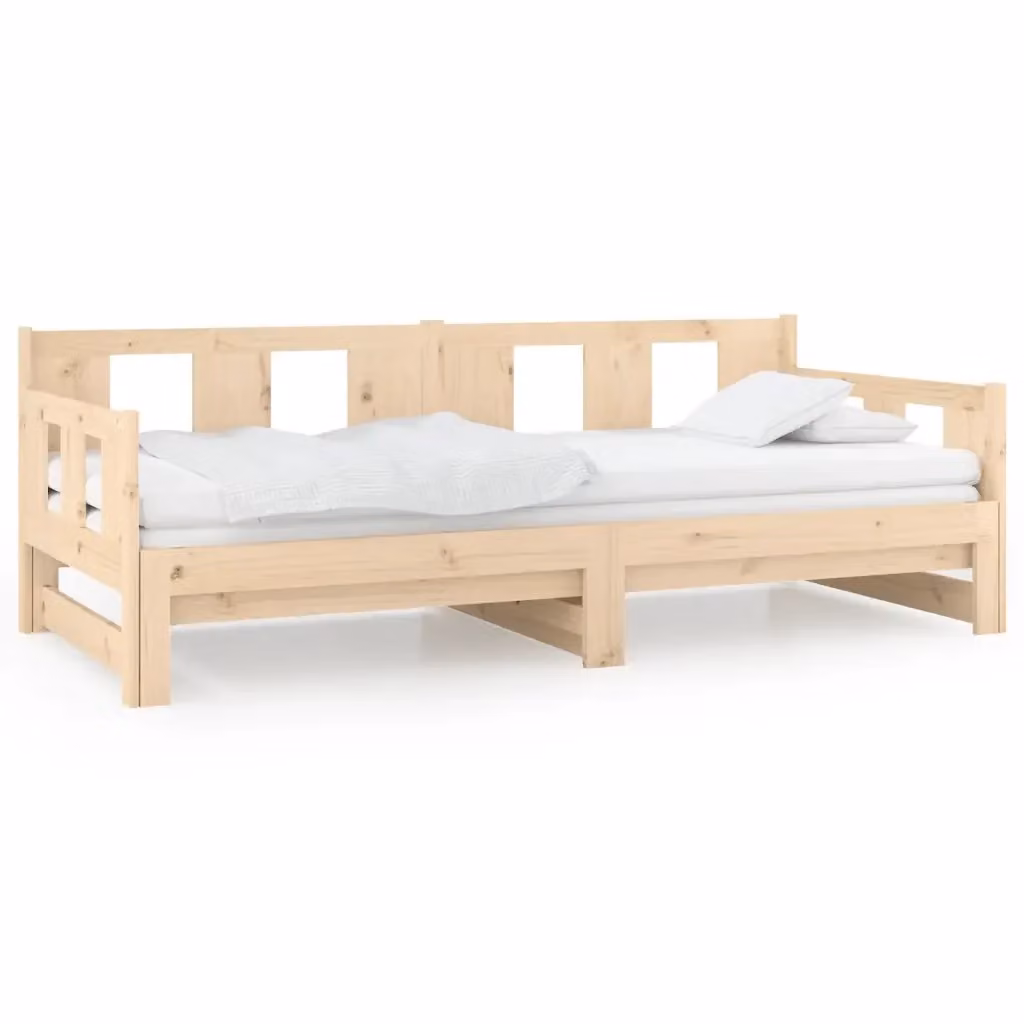 Dormeuse estraibile vidaXL in legno massello di pino non trattato L: 193,5 cm, P: 181,0 cm, H: 69,5 cm – 2