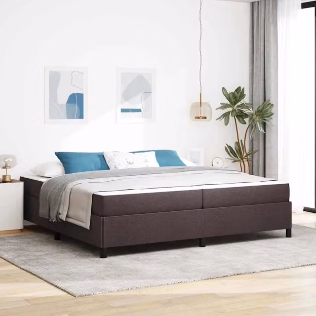 Letto a molle Marrone Scuro 200 x 200 cm Tessuto 3398888