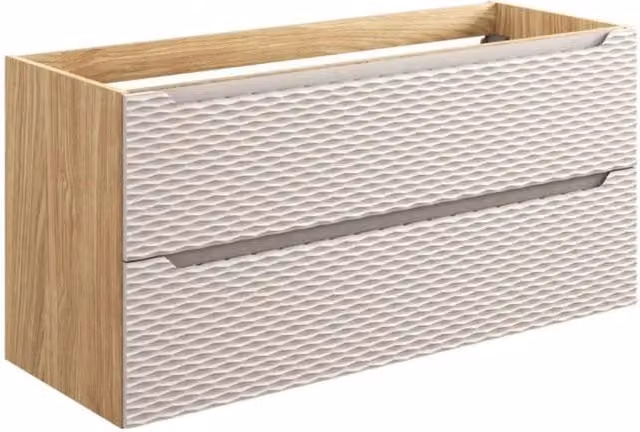 Mobile sottolavabo YOKA - Beige e rovere chiaro 120 cm