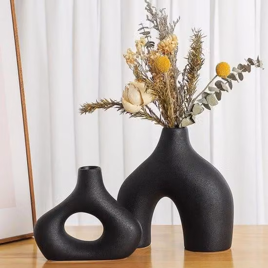 Set di tazze in Vetroceramica, nero, 2 pezzi, accessori di arredamento di tendenza, erbe sudamericane, stile country