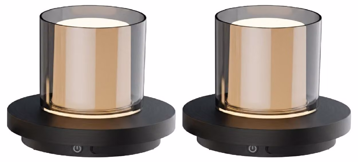 Luxus Europe - Lampada da tavolo solare Coco - Set da 2 pezzi, colore nero - Lampada da tavolo e lampada a sospensione solare a LED, senza fili, per uso esterno – Alimentata a energia solare e ricaricabile tramite USB-C