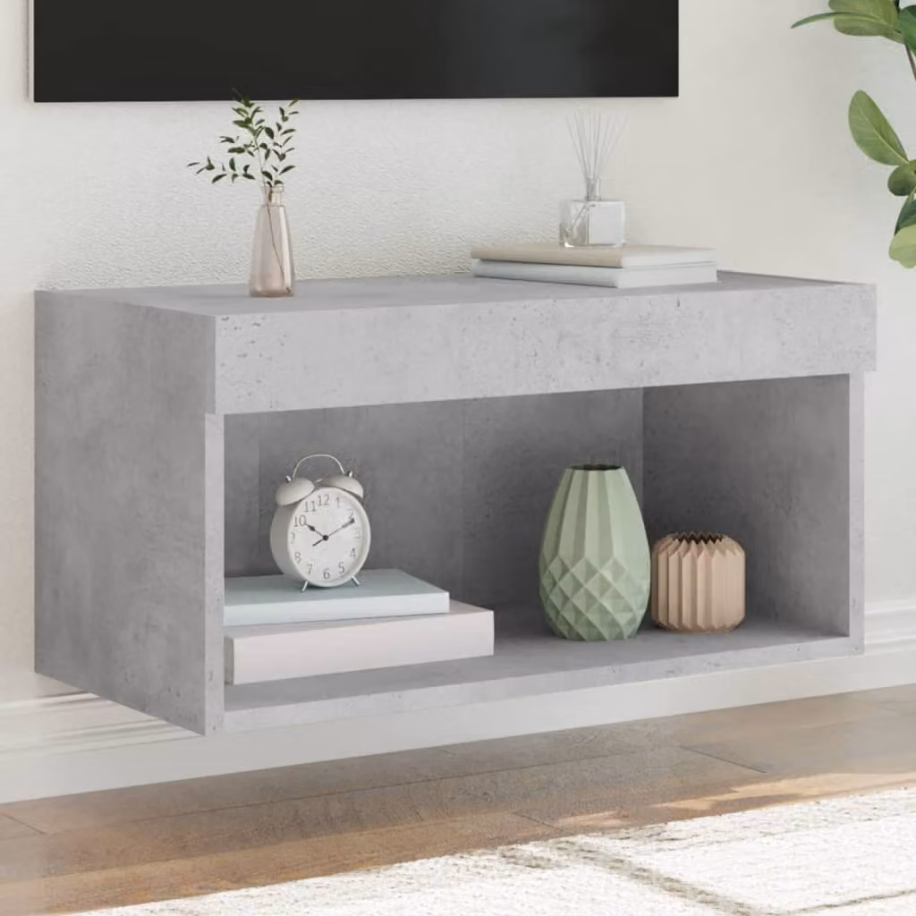 vidaXL Mobile Porta TV Moderno con Luci LED Integrate Grigio Cemento L/P/H: 60 x 30 x 30 cm