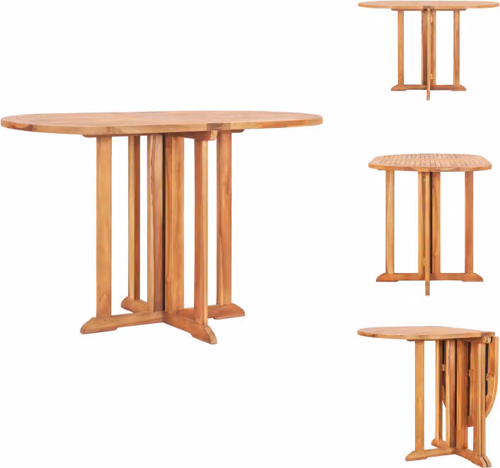 vidaXL Tavolo da giardino Butterfly pieghevole 120x70x75cm in legno massiccio teak - Tavoli da giardino