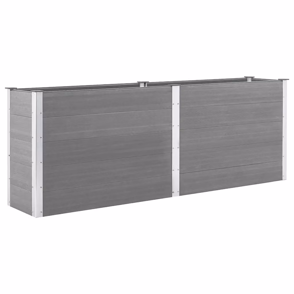 Letto rialzato da giardino vidaXL in WPC e acciaio, Grigio, L 250 cm x P 50 cm x H 91 cm – 2