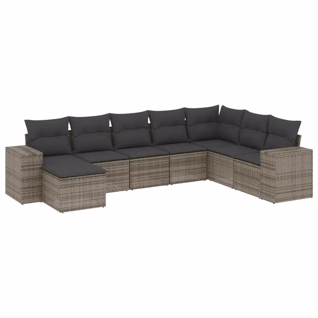Set Divano da Giardino 8 pz vidaXL in Polyrattan Grigio con Cuscini e Struttura in Acciaio – 2