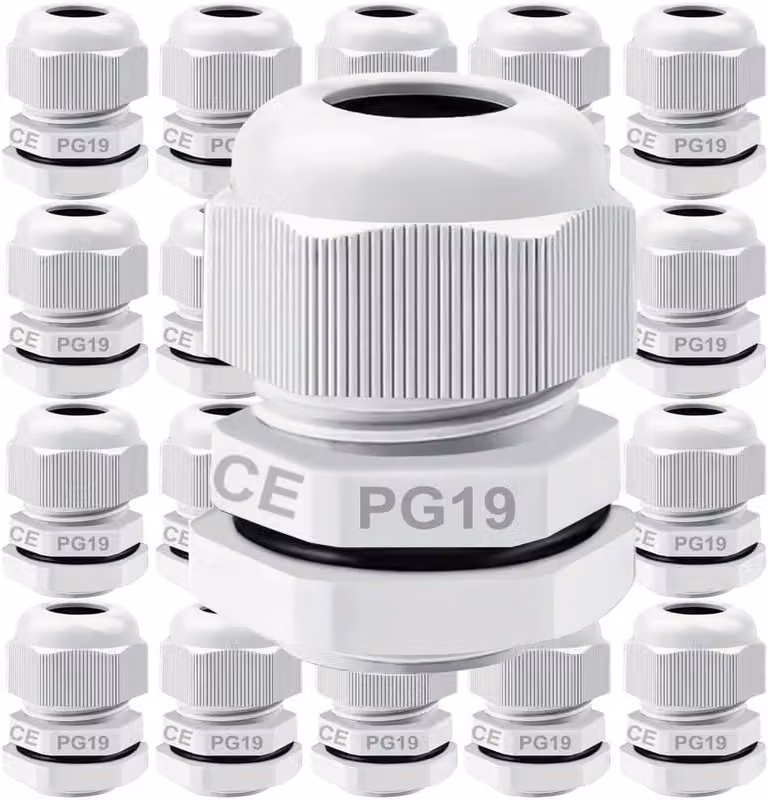 Guaina di raccordo per cavi, modello PG19, da 10 a 16 mm, confezione da 21 pezzi, impermeabile, per impianti elettrici