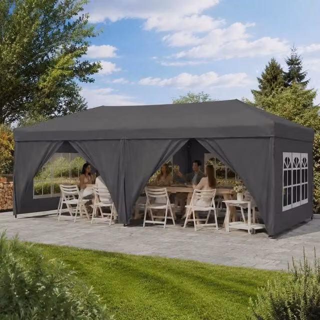 Foldable Party Tent With Side Walls, Anthracite, 3x6 M