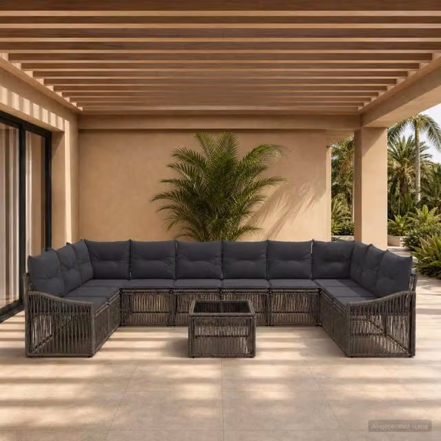 Set Divano da Giardino 11 pz Grigio polyrattan 3436118