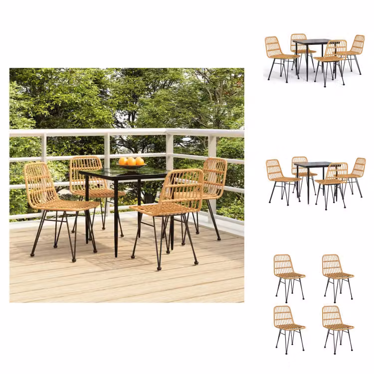 vidaXL Set da pranzo da giardino 5 pezzi in rattan - Set di mobili da giardino