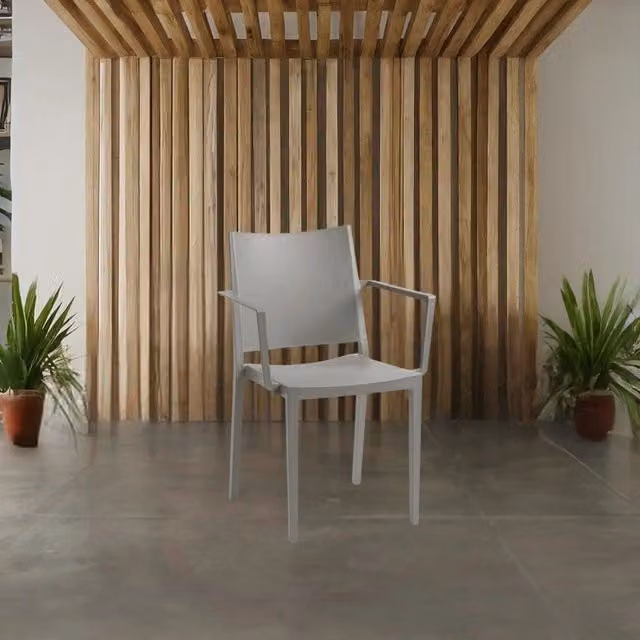 Set 4 sedie con braccioli polipropilene Mosk colore grigio