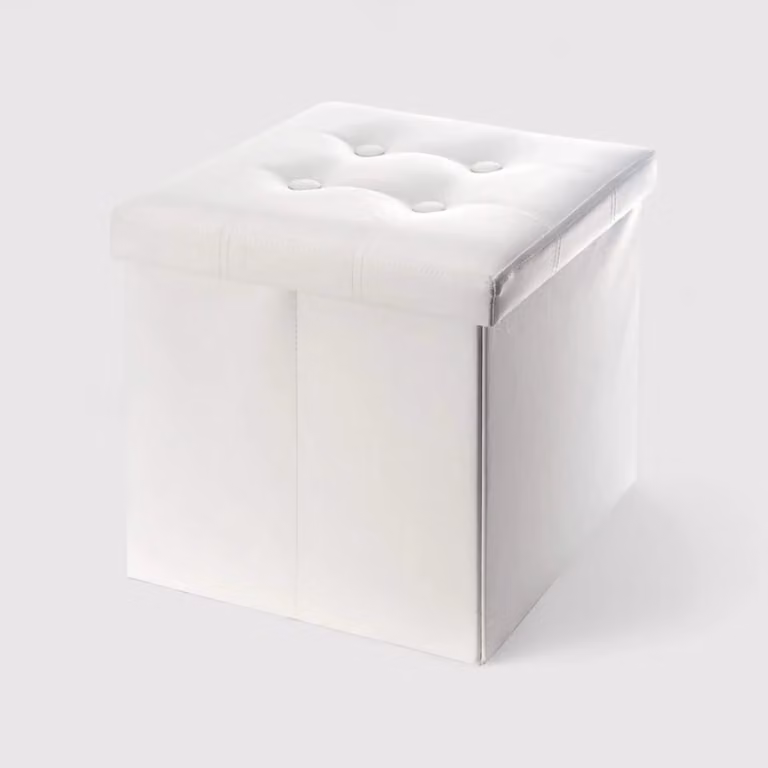 Gelsomino - Pouf bianco contenitore per salotto