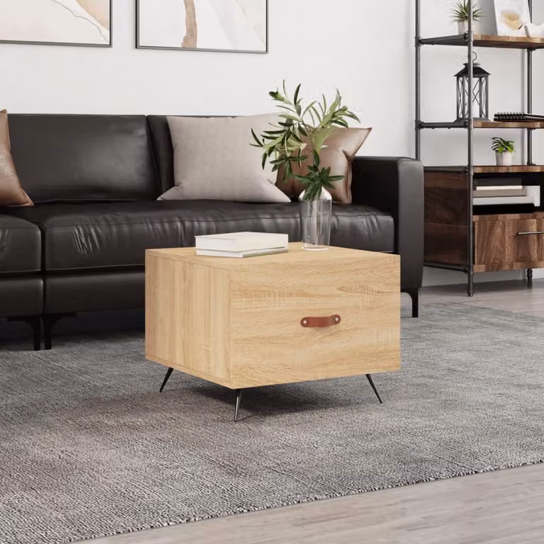 The Living Store tavolino in rovere Sonoma 50x50x40 cm materiale a base di legno
