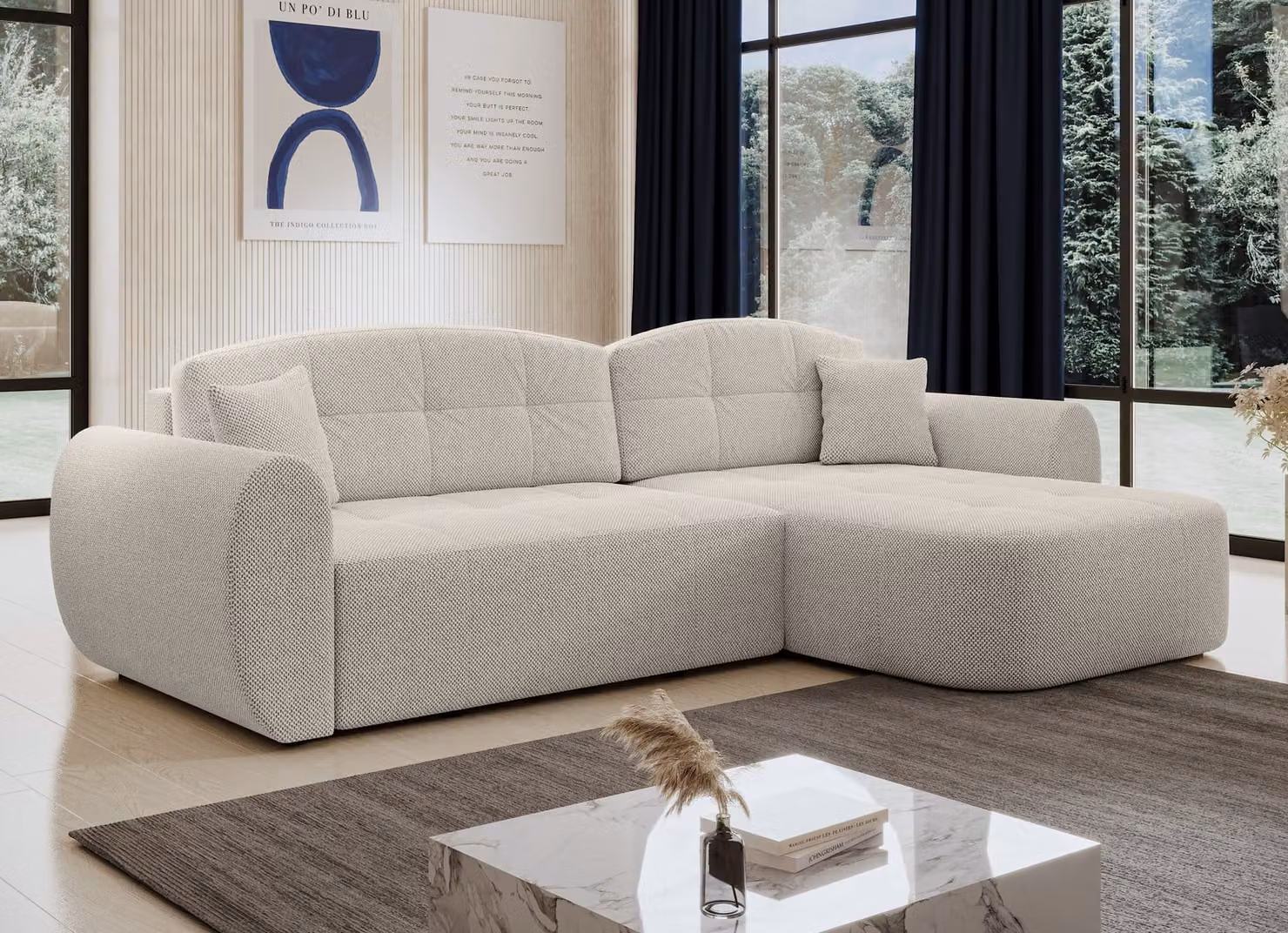 AX LIVING Divano ad angolo con funzione letto Nubio 282 cm di larghezza - divano ad angolo beige