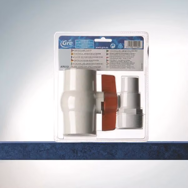 Kit valvola 1/4 di giro + 2 estremità scanalate Ø 38mm + 1 rotolo di teflon