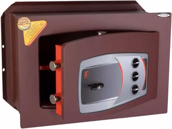 Cassaforte a muro Technomax DM/4 in acciaio marrone con apertura a chiave e combinazione, L/P/H: 39 x 27 x 20 cm – 1