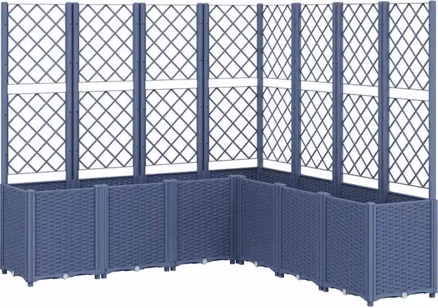 Fioriera | Cassetta per fiori | Vaso Giardino con Traliccio Grigio Blu 160x160x140 cm PP