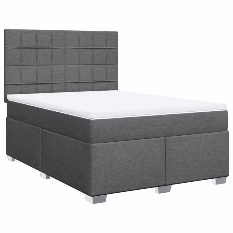 Giroletto a Molle con Materasso Grigio Scuro 160x200 cm Tessuto