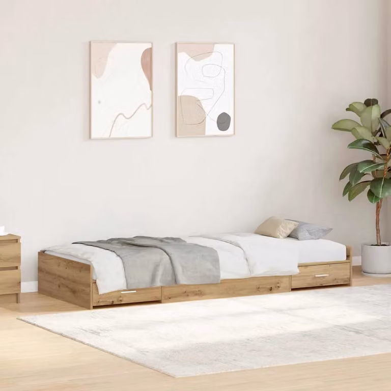Struttura letto con cassetti vidaXL in legno di pino color marrone L 100 x P 200 cm