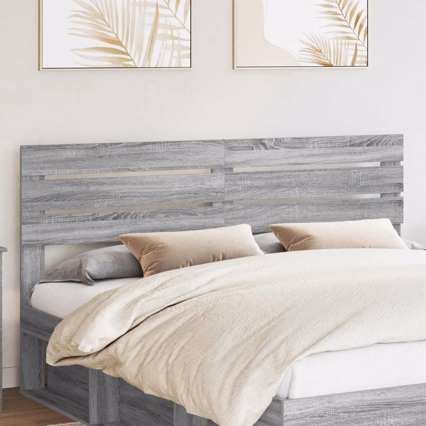 Testiera per letto moderna vidaXL in legno ingegnerizzato grigio opaco L: 203 cm, H: 100 cm, P: 3 cm
