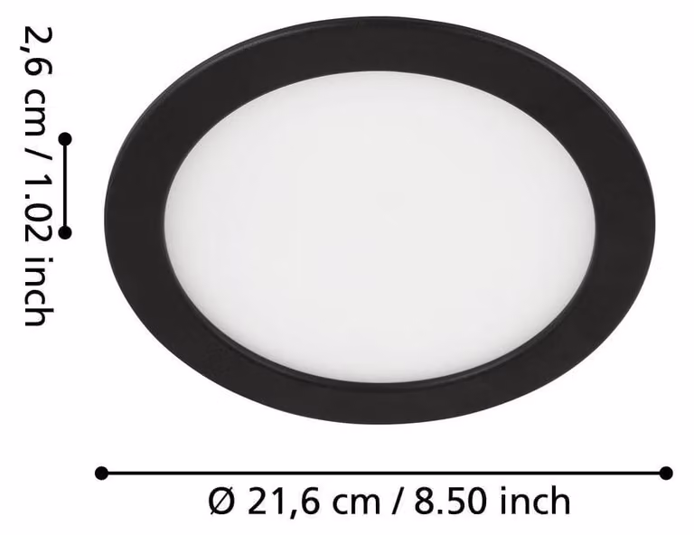 Pannello LED da incasso 1800 lumen Ø 21,5 cm rotondo