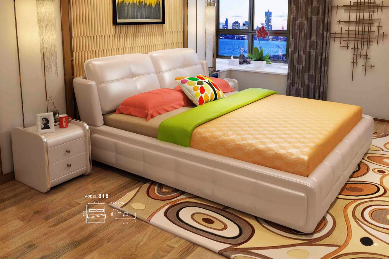 Luxus Schlafzimmer Bett Polster Design 180x200cm Doppel Hotel Betten Leder