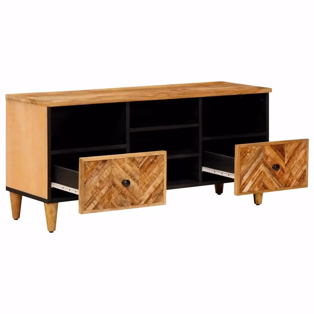 Armadio da soggiorno moderno vidaXL in legno di mango marrone con cassetto L 100 cm, P 33,5 cm, H 46 cm – 2