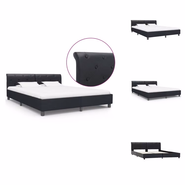 vidaXL Struttura letto in Pelle finta nera 160 × 200 cm - Letti e strutture letto
