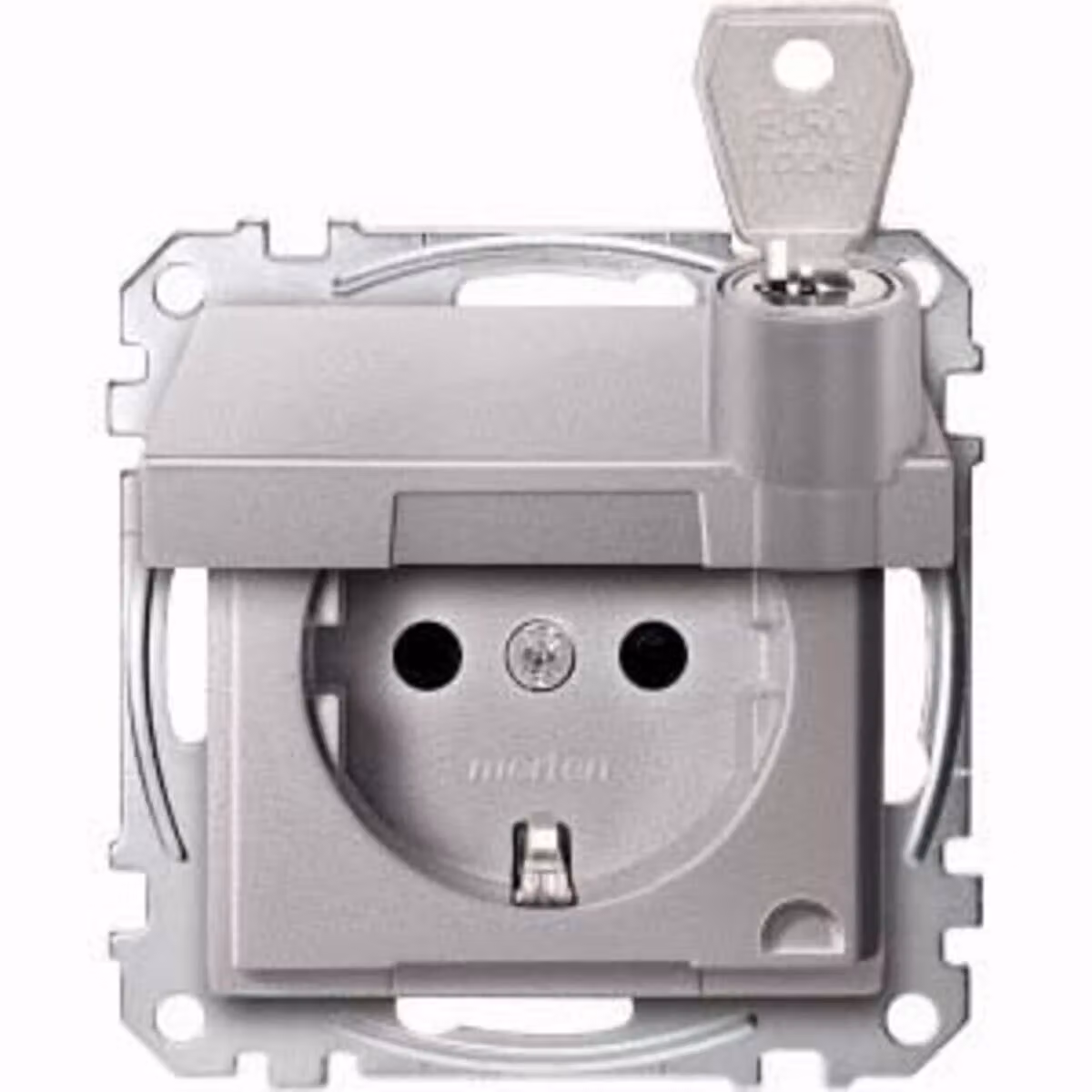 Presa SCHUKO con coperchio ribaltabile, con interruttore separato, BRS, StK, alluminio, sistema M