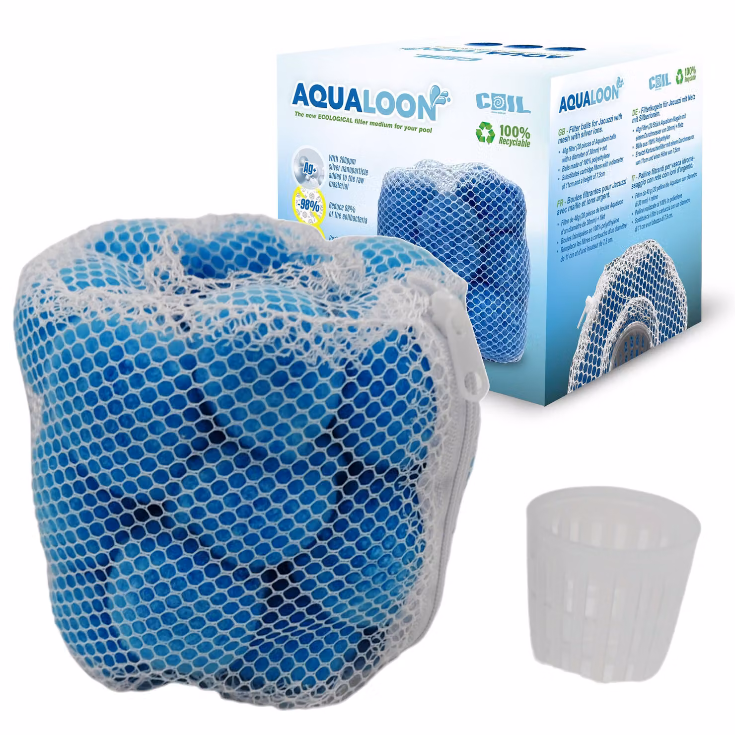 Sfere del filtro per piscina COIL, filtro ecologico per acqua, compatibili con il filtro tipo VI Bestway e Intex tipo S1, 20 pezzi, riutilizzabili, blu
