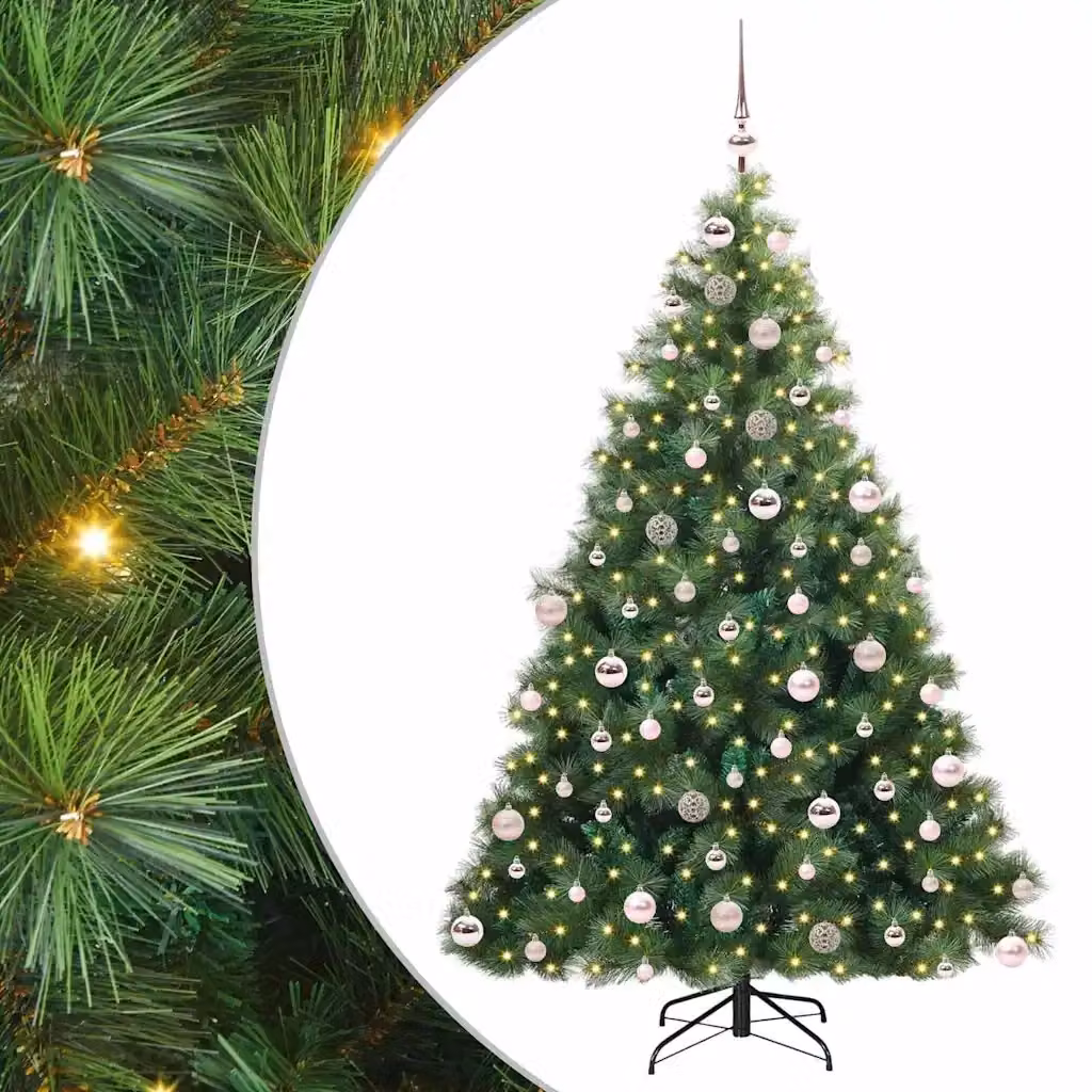 Albero di Natale artificiale moderno vidaXL verde con 300 LED luce bianca calda in PE e PVC, Altezza: 180 cm – 2