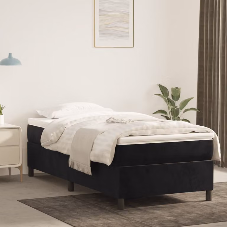 The Living Store struttura letto nera 90x190 cm in velluto