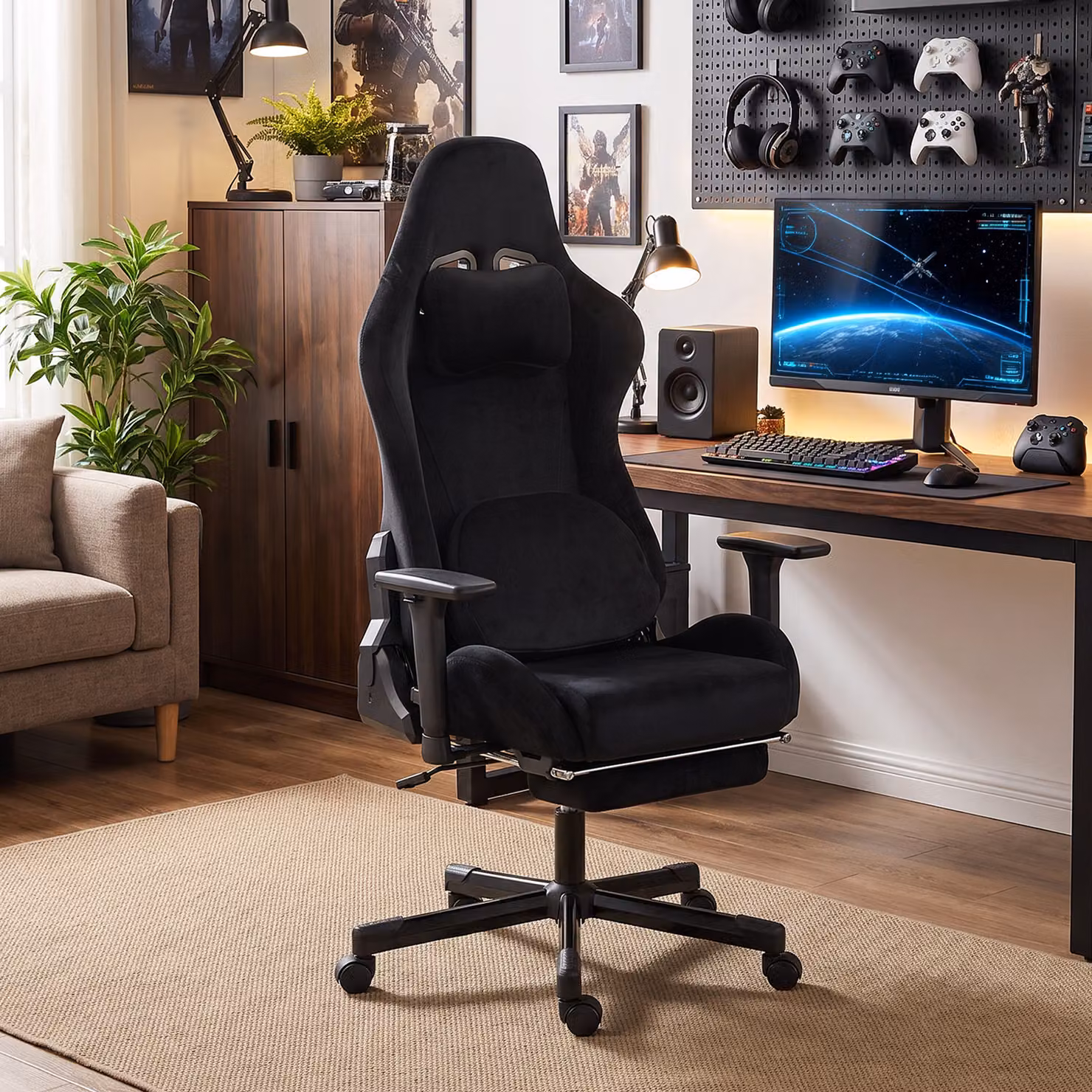 Sedia Gaming Ergonomica HOMCOM con Funzione Massaggiante e Riscaldante, Reclinabile, Braccioli 4D, Nero – 2