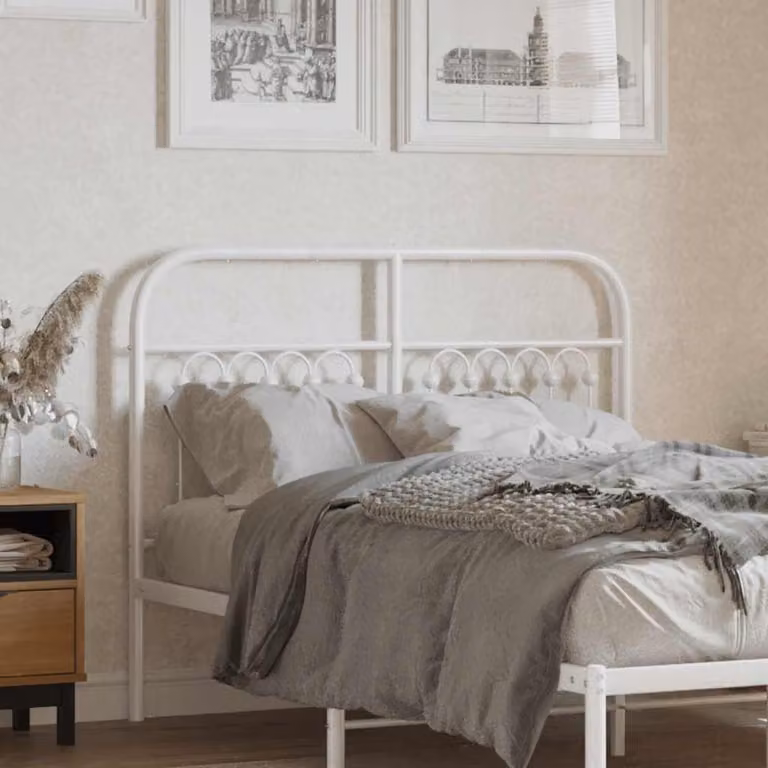 Testiera di ricambio in metallo vidaXL bianca in stile classico per letto da 120x200 cm