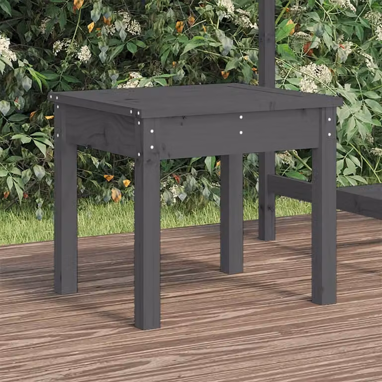The Living Store Panca da giardino grigia 50x44x45 cm in legno di pino massiccio