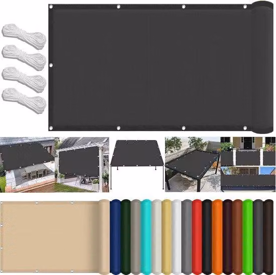 Telo ombreggiante per esterni - Protezione UV - Poliestere rivestito - 290 x 650 cm - Grigio scuro