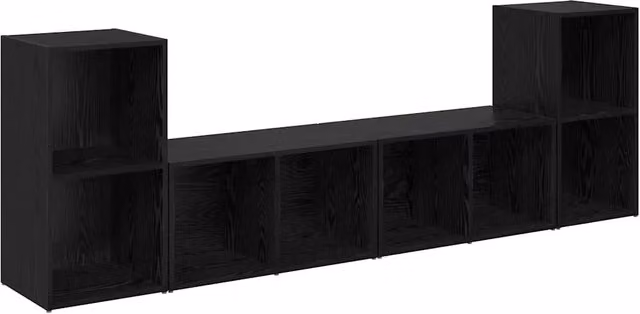 Set di 4 pezzi mobile porta TV moderno Design In in rovere nero e nero opaco, L/P/H: 37 x 35 x 72 cm