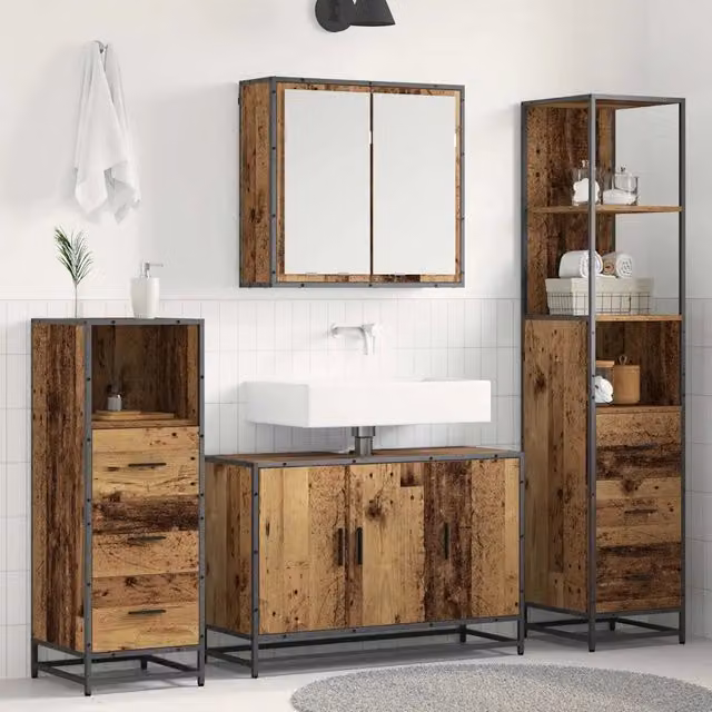 Set di mobili per il bagno 4 pz Legno vecchio 90 x 33 x 60 cm 3402482