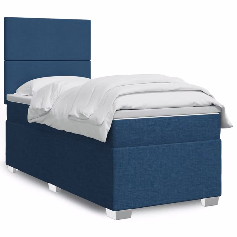 Letto Ibrido vidaXL con Materasso a Molle Insacchettate Blu e Bianco, L/P/H: 100 x 200 x 76,7 cm