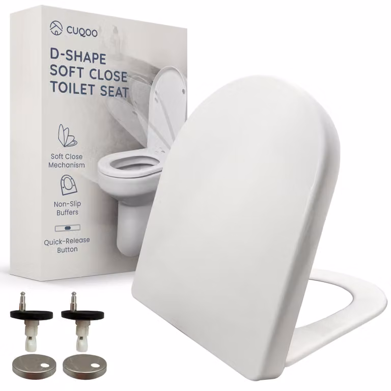 Copriwater a forma di D, con sistema di abbassamento automatico, bianco, per bagno