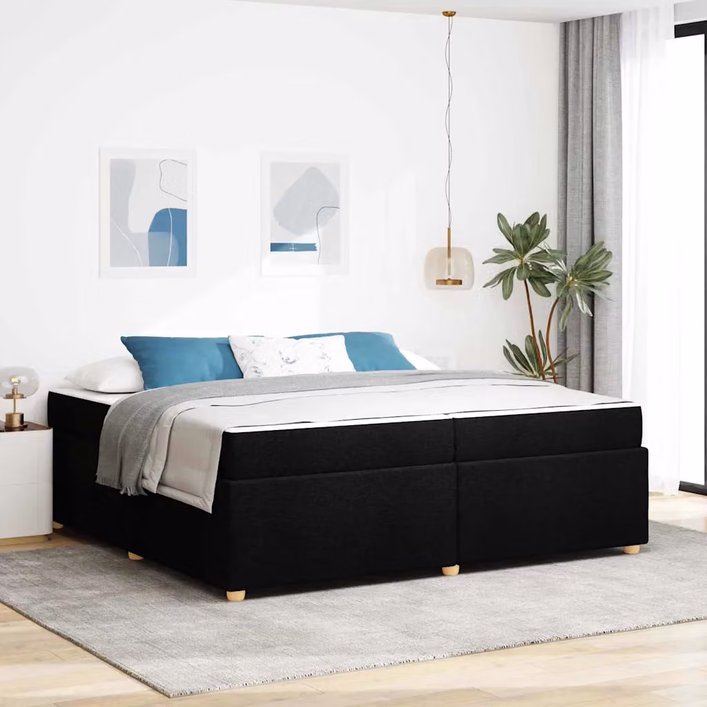 Struttura del letto con materasso vidaXL in tessuto nero 200 x 200 cm – 1