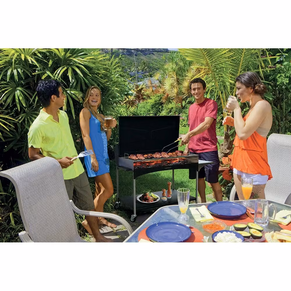 Barbecue a legna Famur BK 12 Elite con griglia in acciaio inox e carrello in legno nero – 3
