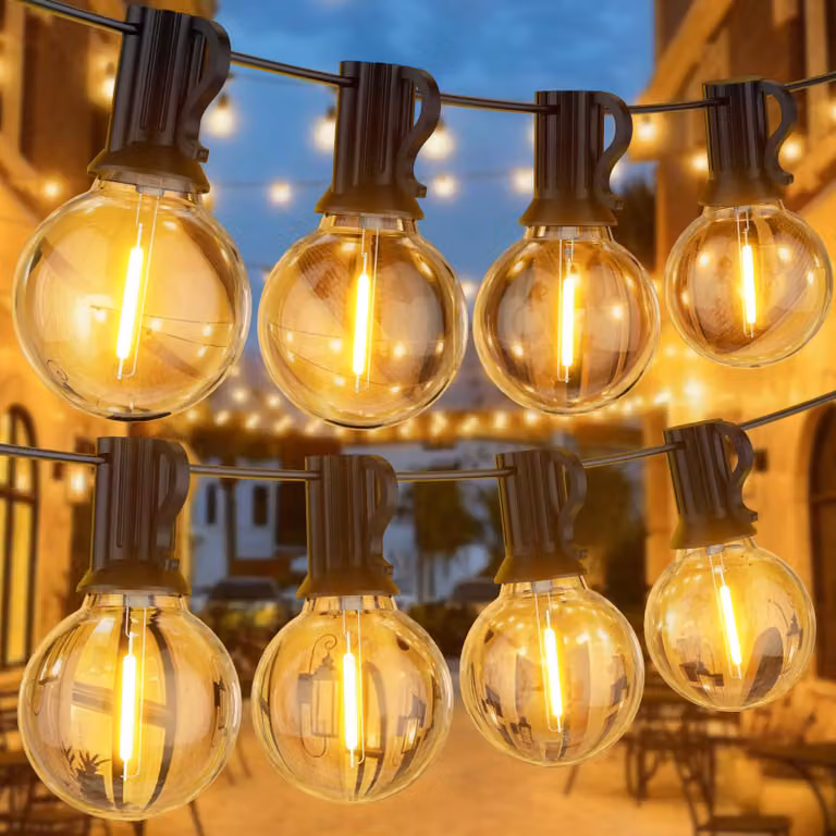 Catena luminosa LED per esterni, 30 metri, lampadine a incandescenza, luce bianca calda, impermeabile