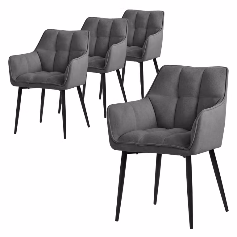 ML-Design 4x sedia da pranzo in spugna, grigio scuro, con seduta imbottita di spessore