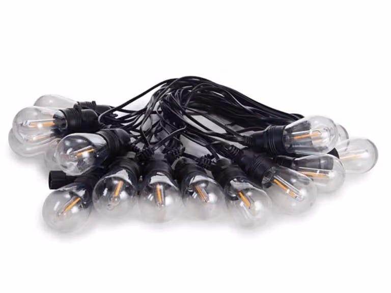 Led solare - 15 M - 15 lampade bianco caldo - filo nero