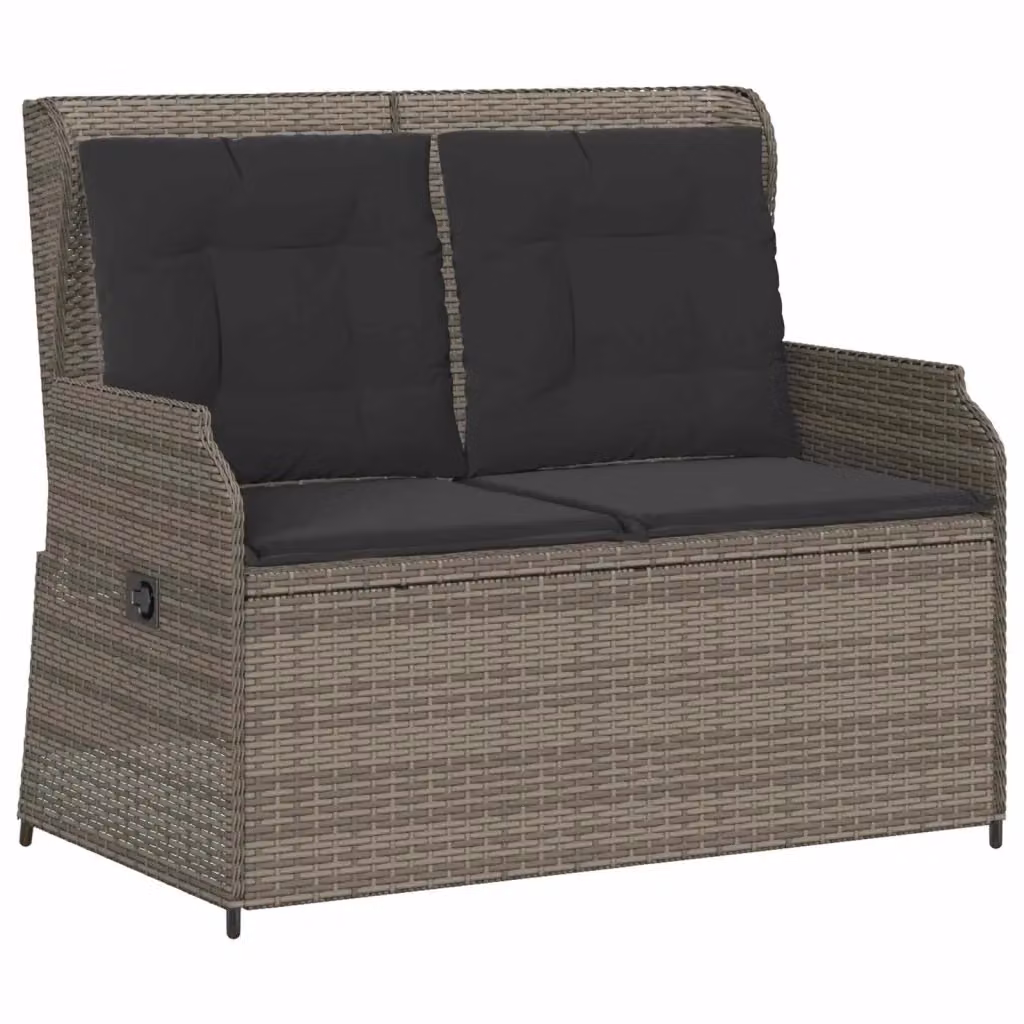 Panchina da giardino moderna vidaXL in rattan e metallo grigio con braccioli – 2