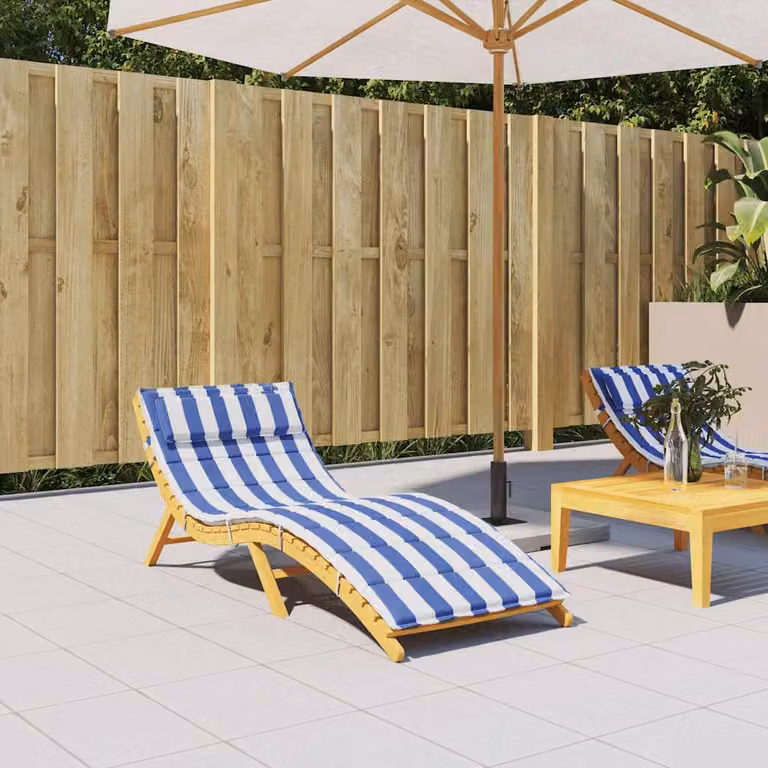 vidaXL Cuscino per Lettino Righe Bianche e Blu 180x60x4 Tessuto Oxford