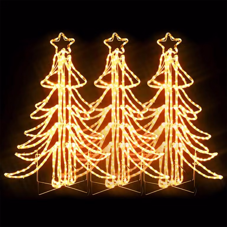 vidaXL Alberi di Natale a LED 3 pz. Pieghevole Bianco caldo 87x87x93 cm