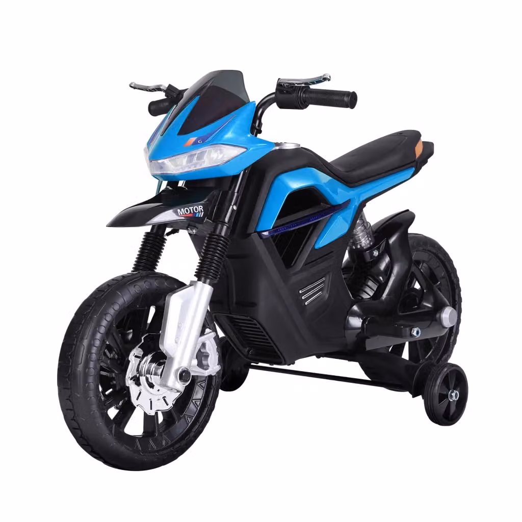 Moto Elettrica per Bambini Minimal Blu con Luci e Suoni, 25W 6V, Max 30kg – 2