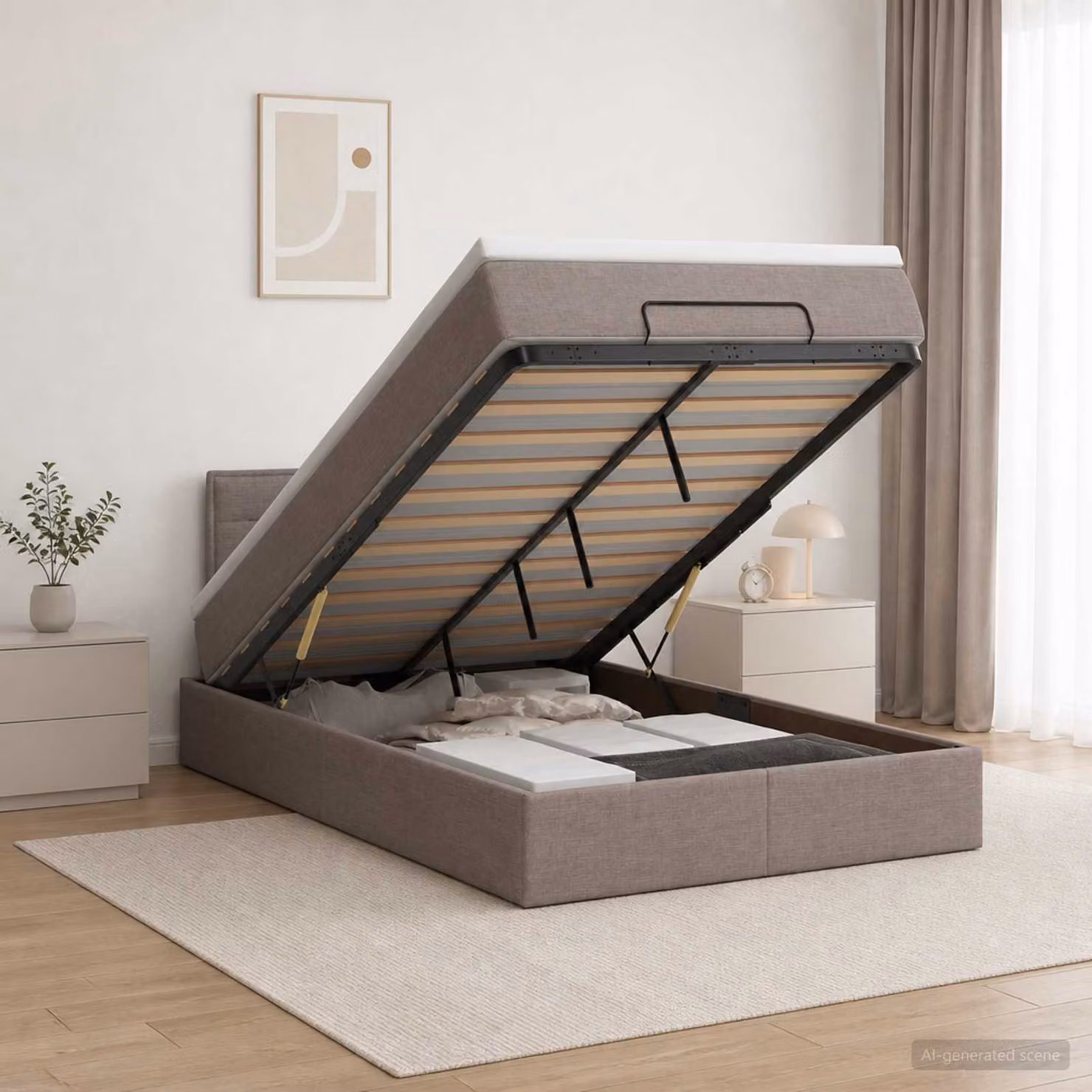 vidaXL Letto ottomano con materasso Tortora 120 x 190 cm Tessuto