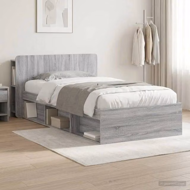 Letto con contenitore vidaXL in legno ingegnerizzato grigio L: 190 cm, P: 75 cm, H: 211,5 cm – 1